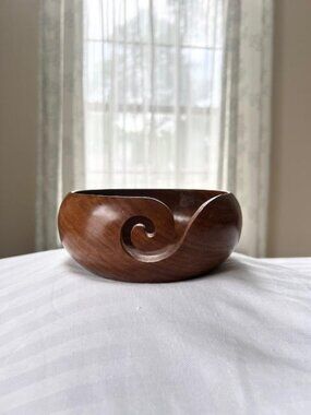 Darn Good Yarn Wooden Yarn Bowl Knitting Crochet Holder
